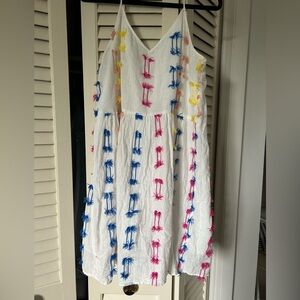 Lou & Grey for LOFT White Dress With Color Threads
